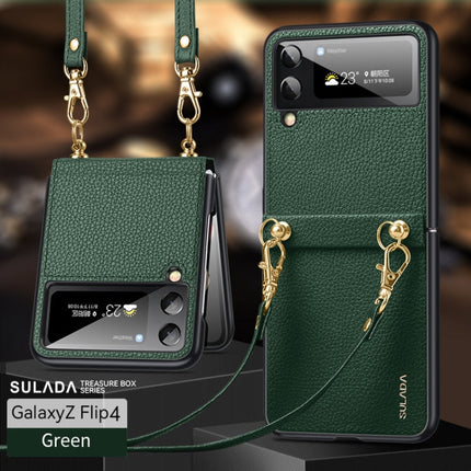 SULADA Litchi Texture Leather + TPU Phone Case with Strap, For Samsung Galaxy Z Flip4