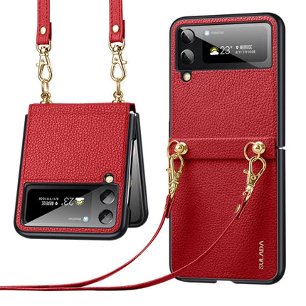 SULADA Litchi Texture Leather + TPU Phone Case with Strap, For Samsung Galaxy Z Flip4