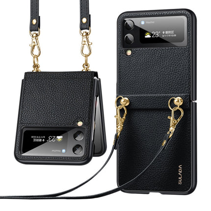 SULADA Litchi Texture Leather + TPU Phone Case with Strap, For Samsung Galaxy Z Flip4