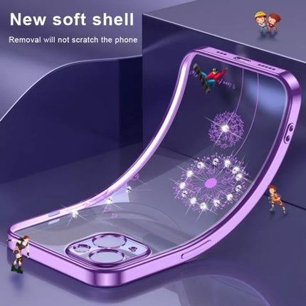 Electroplating Diamond Dandelion TPU Phone Case, For iPhone 14, For iPhone 14 Plus, For iPhone 14 Pro