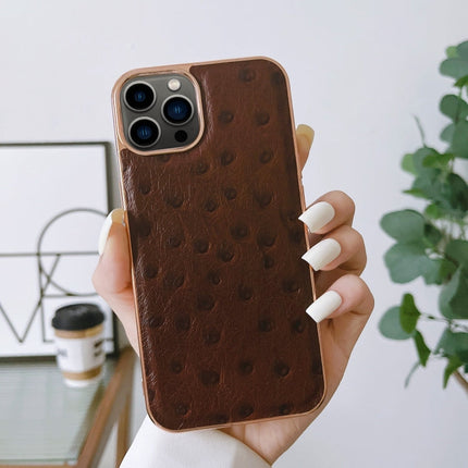 Genuine Leather Ostrich Texture Nano Case, For iPhone 13 Pro, For iPhone 13 Pro Max, For iPhone 13, For iPhone 14 Plus, For iPhone 14 Pro Max, For iPhone 14 Pro