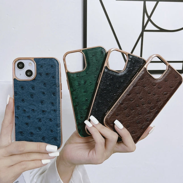 Genuine Leather Ostrich Texture Nano Case, For iPhone 14
