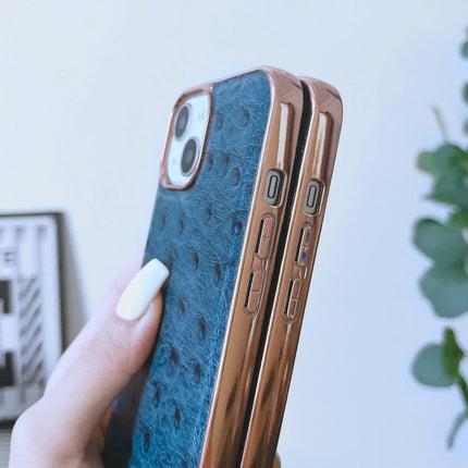 Genuine Leather Ostrich Texture Nano Case, For iPhone 14