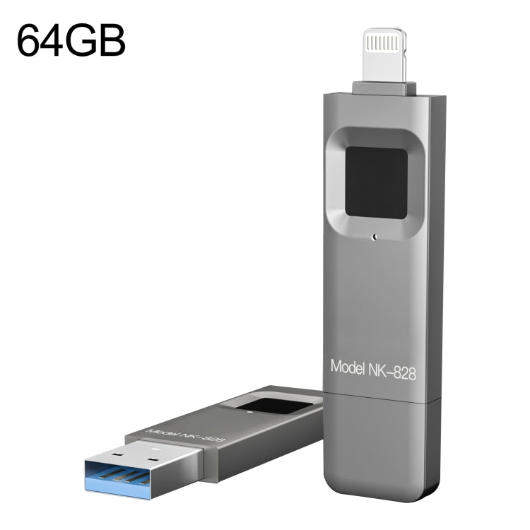 NK-828 8 Pin + Mirco USB 2 in 1 Zinc Alloy U Disk with Fingerprint Unlock, 64GB, 128GB, 256GB