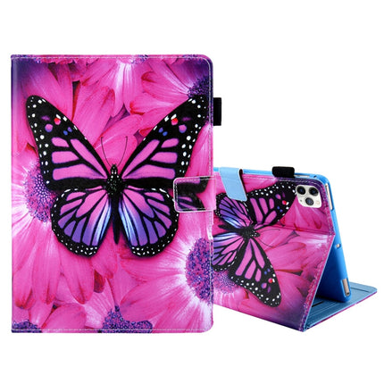 For iPad Pro 11 (2020) & (2018) Painted Pattern Tablet PC Protective Leather Case with Bracket & Card Slot & Photo Holder, Elephant Rabbit, Blue Pink Pineapple, Red Flower Pink Butterfly, Rose Flower, Red Flower Blue Butterfly, Pear Flower�������������...