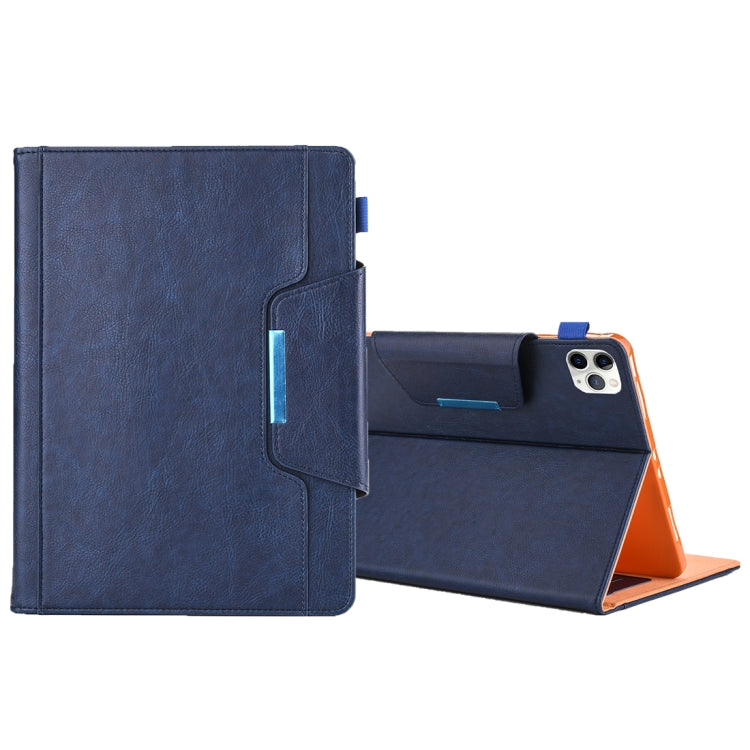 For iPad Pro 11 (2020) & (2018) Big Metal Button Business Tablet PC Protective Leather Case with Bracket & Card Slot & Photo Holder & Wallet