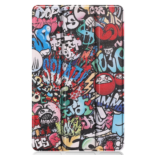 Colored Drawing Horizontal Flip Leather Case, with Three-folding Holder