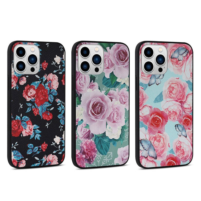 Flowers Pattern Leather Phone Case, For iPhone 14, For iPhone 14 Plus, For iPhone 14 Pro, For iPhone 14 Pro Max, For iPhone 13 mini, For iPhone 13, For iPhone 13 Pro, For iPhone 13 Pro Max, For iPhone 12 mini, For iPhone 12, For iPhone 12 Pro����������...
