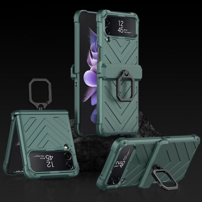 GKK Sliding Camshield Magnetic Armor Flip Phone Case with Ring Holder, For Samsung Galaxy Z Flip4