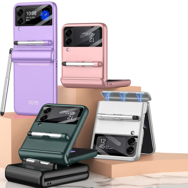 GKK Magnetic Full Coverage Phone Flip Case with Pen, For Samsung Galaxy Z Flip4