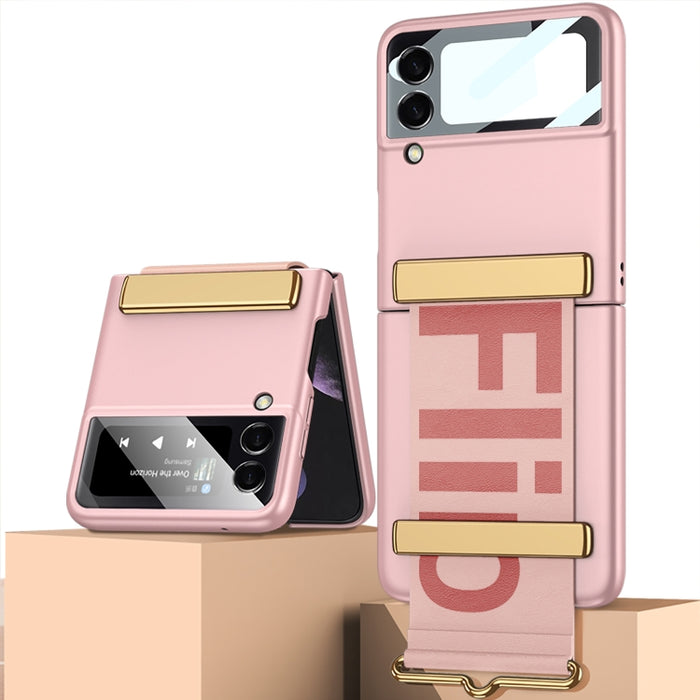 GKK Ultra-thin Full Coverage Phone Flip Case with Wristband, For Samsung Galaxy Z Flip4