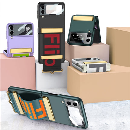 GKK Ultra-thin Full Coverage Phone Flip Case with Wristband, For Samsung Galaxy Z Flip4