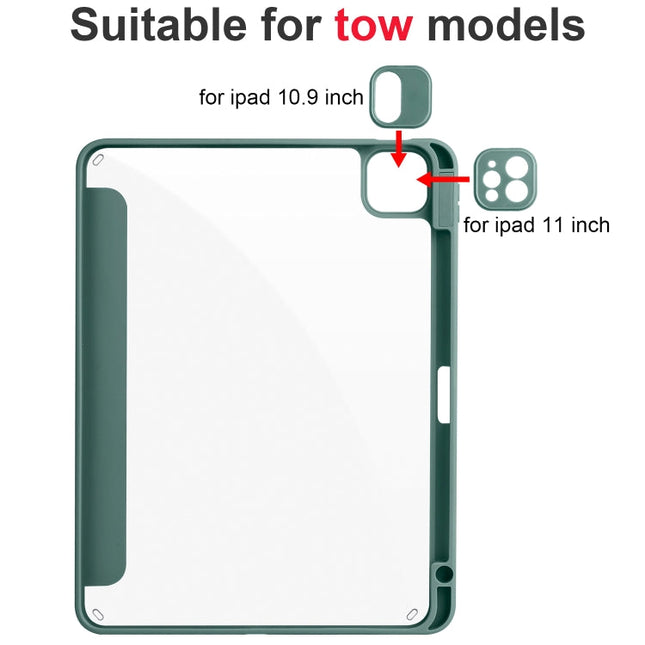 Acrylic 3-folding Smart Leather Tablet Case, For iPad Air 13 2024 / Pro 12.9 2022 / 2021/2020/2018, For Samsung Galaxy Tab S6 Lite 2020/2022