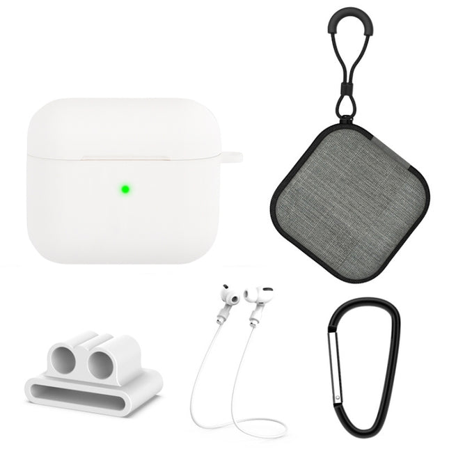 5 in 1 Silicone Earphone Protective Case + Earphone Bag + Earphones Buckle + Hook + Anti-lost Rope Set, For AirPods 3