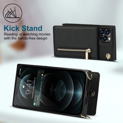 Cross-body Zipper Square Phone Case with Holder, For iPhone 14, For iPhone 14 Plus, For iPhone 14 Pro, For iPhone 14 Pro Max