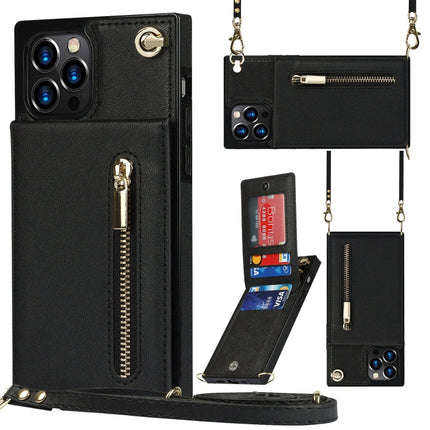 Cross-body Zipper Square Phone Case with Holder, For iPhone 14, For iPhone 14 Plus, For iPhone 14 Pro, For iPhone 14 Pro Max