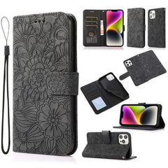 Skin Feel Embossed Sunflower Horizontal Leather Case, For iPhone 13, For iPhone 13 mini, For iPhone 13 Pro, For iPhone 13 Pro Max