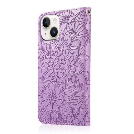 Skin Feel Embossed Sunflower Horizontal Leather Case, For iPhone 14, For iPhone 14 Plus, For iPhone 14 Pro, For iPhone 14 Pro Max