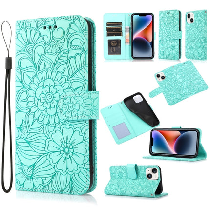 Skin Feel Embossed Sunflower Horizontal Leather Case, For iPhone 14, For iPhone 14 Plus, For iPhone 14 Pro, For iPhone 14 Pro Max