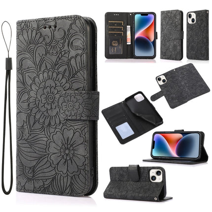 Skin Feel Embossed Sunflower Horizontal Leather Case, For iPhone 14, For iPhone 14 Plus, For iPhone 14 Pro, For iPhone 14 Pro Max