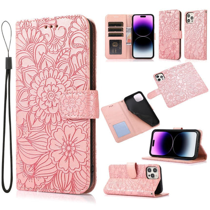 Skin Feel Embossed Sunflower Horizontal Leather Case, For iPhone 14, For iPhone 14 Plus, For iPhone 14 Pro, For iPhone 14 Pro Max