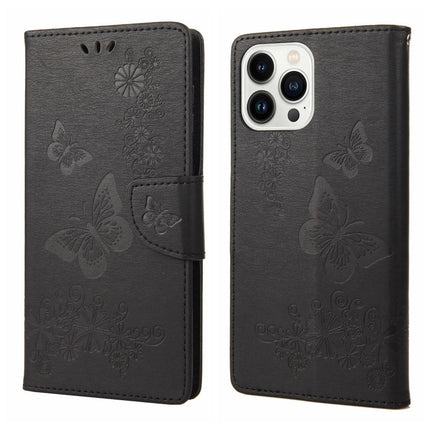 Butterfly Embossed Horizontal Flip Leather Phone Case, For iPhone 14 Pro Max