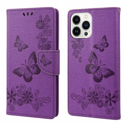 Butterfly Embossed Horizontal Flip Leather Phone Case, For iPhone 14 Pro Max