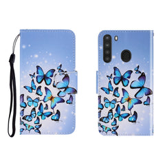 Colored Drawing Horizontal Flip Leather Case with Holder & Card Slot & Wallet, For Galaxy A21