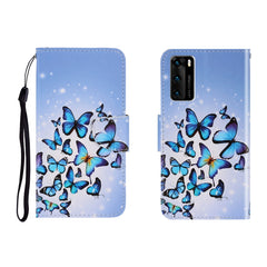 Colored Drawing Horizontal Flip Leather Case with Holder & Card Slot & Wallet, For Huawei P40