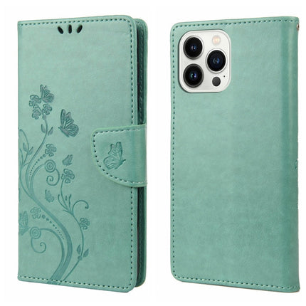 Butterfly Flower Pattern Flip Leather Phone Case, For iPhone 14 Pro Max
