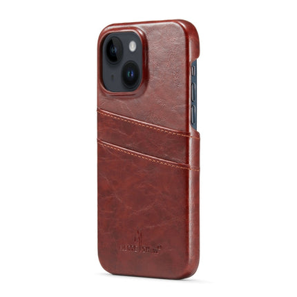 Fierre Shann Retro Oil Wax Texture PU Leather Case with Card Slots, For iPhone 14, For iPhone 14 Plus, For iPhone 14 Pro, For iPhone 14 Pro Max
