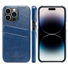 Fierre Shann Retro Oil Wax Texture PU Leather Case with Card Slots, For iPhone 14, For iPhone 14 Plus, For iPhone 14 Pro, For iPhone 14 Pro Max