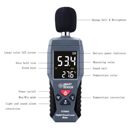SmartSensor dB Decibel Detector Audio Tester, ST9604, AS804