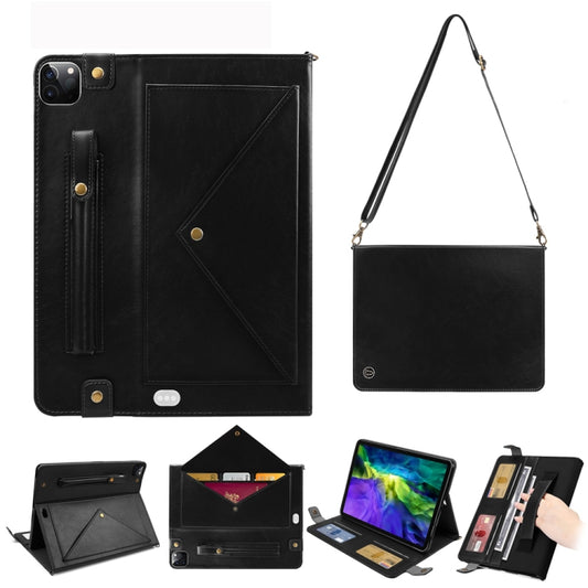 Envelope Horizontal Flip PU Leather Case with Card Slots & Pen Slots & Holder & Wallet & Photo Frame & Shoulder Strap, For iPad Pro 11 2021 / 2020, For iPad Pro 12.9 2021 / 2020