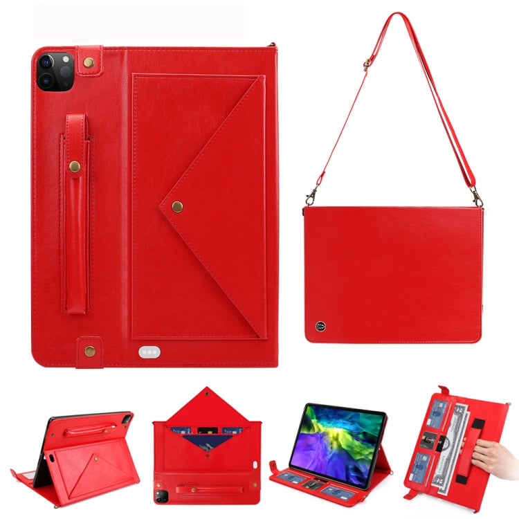 Envelope Horizontal Flip PU Leather Case with Card Slots & Pen Slots & Holder & Wallet & Photo Frame & Shoulder Strap, For iPad Pro 11 2021 / 2020, For iPad Pro 12.9 2021 / 2020