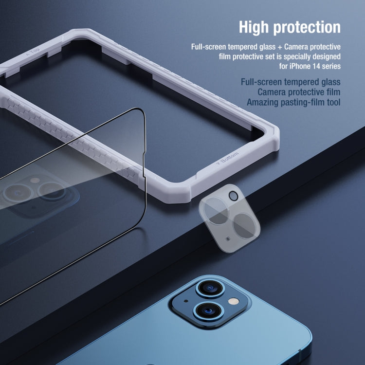 NILLKIN 2 in 1 HD Full Screen Tempered Glass Film + Camera Protector Set, For iPhone 14, For iPhone 14 Plus, For iPhone 14 Pro, For iPhone 14 Pro Max