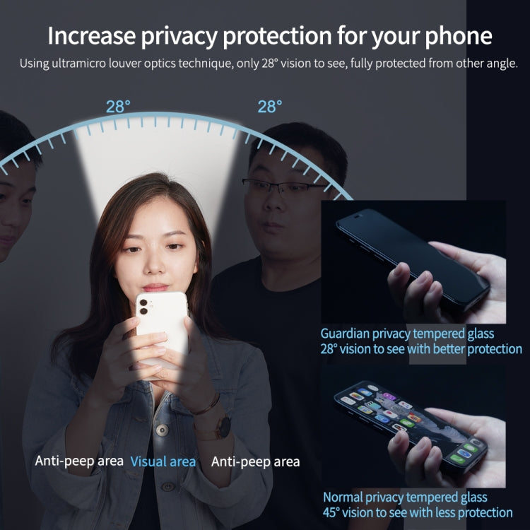 NILLKIN Guardian Full Coverage Privacy Tempered Glass Film, For iPhone 14 Pro, For iPhone 14 Pro Max