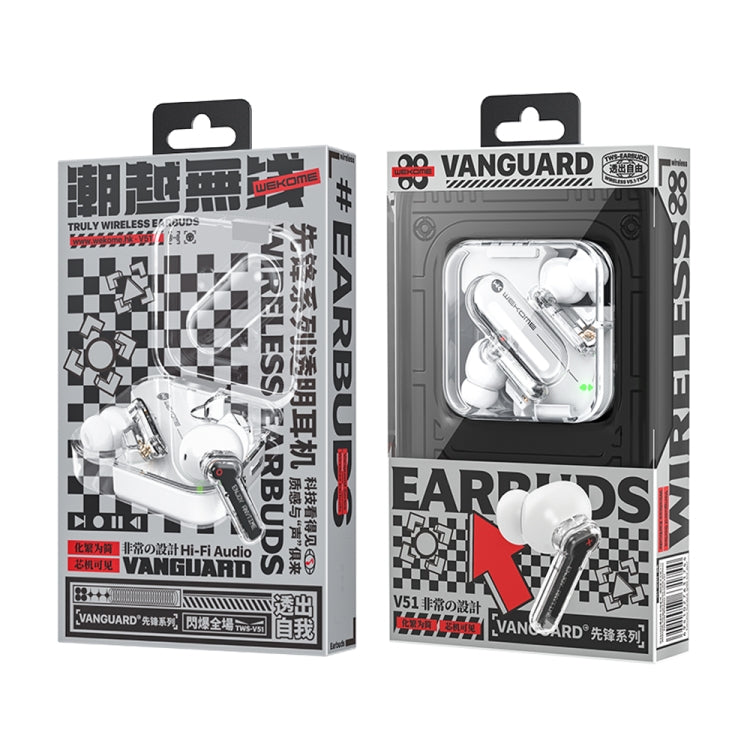 WEKOME V51 Vanguard Series Transparent Wireless Bluetooth Earphone, WEKOME V51 White, WEKOME V51 Black