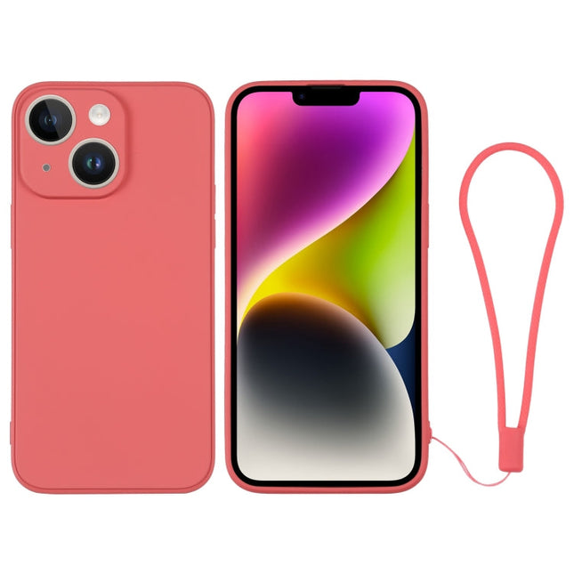 Silicone Phone Case with Wrist Strap, For iPhone 14 Plus