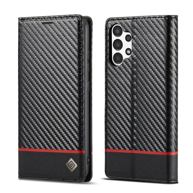 LC.IMEEKE Carbon Fiber Flip Leather Phone Case, For Samsung Galaxy A13 4G/5G/A04/A04s