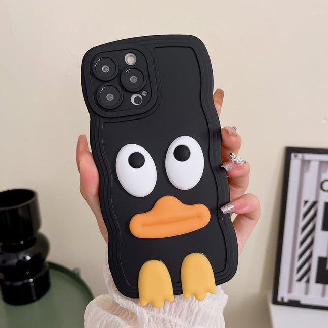 Wave Edge Big Duck Silicone Phone Case with Wristband, For iPhone 14, For iPhone 14 Plus, For iPhone 14 Pro, For iPhone 14 Pro Max