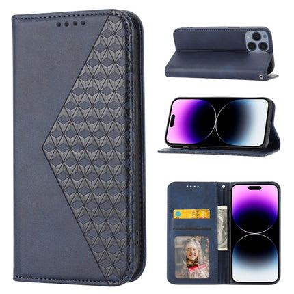 Cubic Grid Calf Texture Magnetic Closure Leather Phone Case, For iPhone 14, For iPhone 14 Plus, For iPhone 14 Pro, For iPhone 14 Pro Max