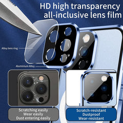 Dual-Lock Anti-peeping Glass 360 Full Body Frosted Magnetic Phone Case, For iPhone 14 Plus