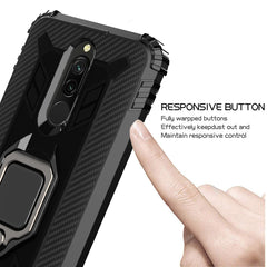 Carbon Fiber Protective Case with 360 Degree Rotating Ring Holder, For Xiaomi Redmi 8A / 8A Dual, For Huawei Nova 5i / P20 Lite(2019), For Xiaomi Redmi Note 9 Pro Max