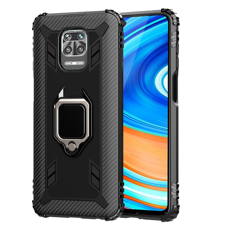 Carbon Fiber Protective Case with 360 Degree Rotating Ring Holder, For Xiaomi Redmi Note 9 Pro Max