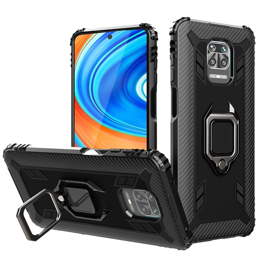 Carbon Fiber Protective Case with 360 Degree Rotating Ring Holder, For Xiaomi Redmi Note 9 Pro Max