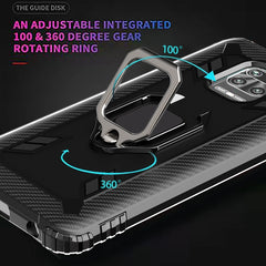 Carbon Fiber Protective Case with 360 Degree Rotating Ring Holder, For Xiaomi Redmi Note 9 Pro Max