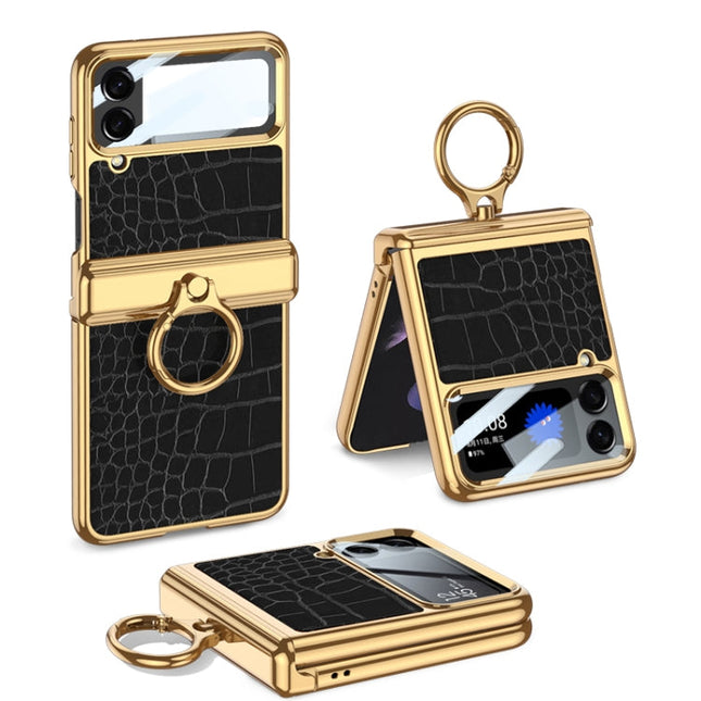 GKK Integrated Plating + Leather Flip Phone Case, For Samsung Galaxy Z Flip4