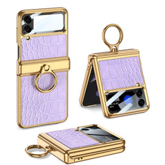 GKK Integrated Plating + Leather Flip Phone Case, For Samsung Galaxy Z Flip4