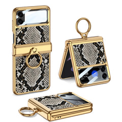 GKK Integrated Plating + Leather Flip Phone Case, For Samsung Galaxy Z Flip4
